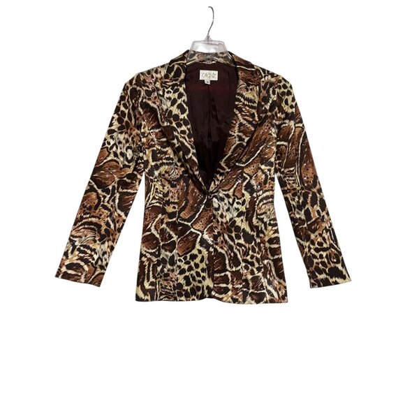 Vintage Cache Gold Label Jacket 4 Blazer Fitted Sequined Animal Print Maximalist - Picture 1 of 10